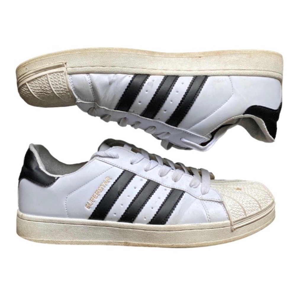 Adidas white and black superstar low top sneakers